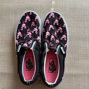 Vans Black and Pink Flamingo Sneakers